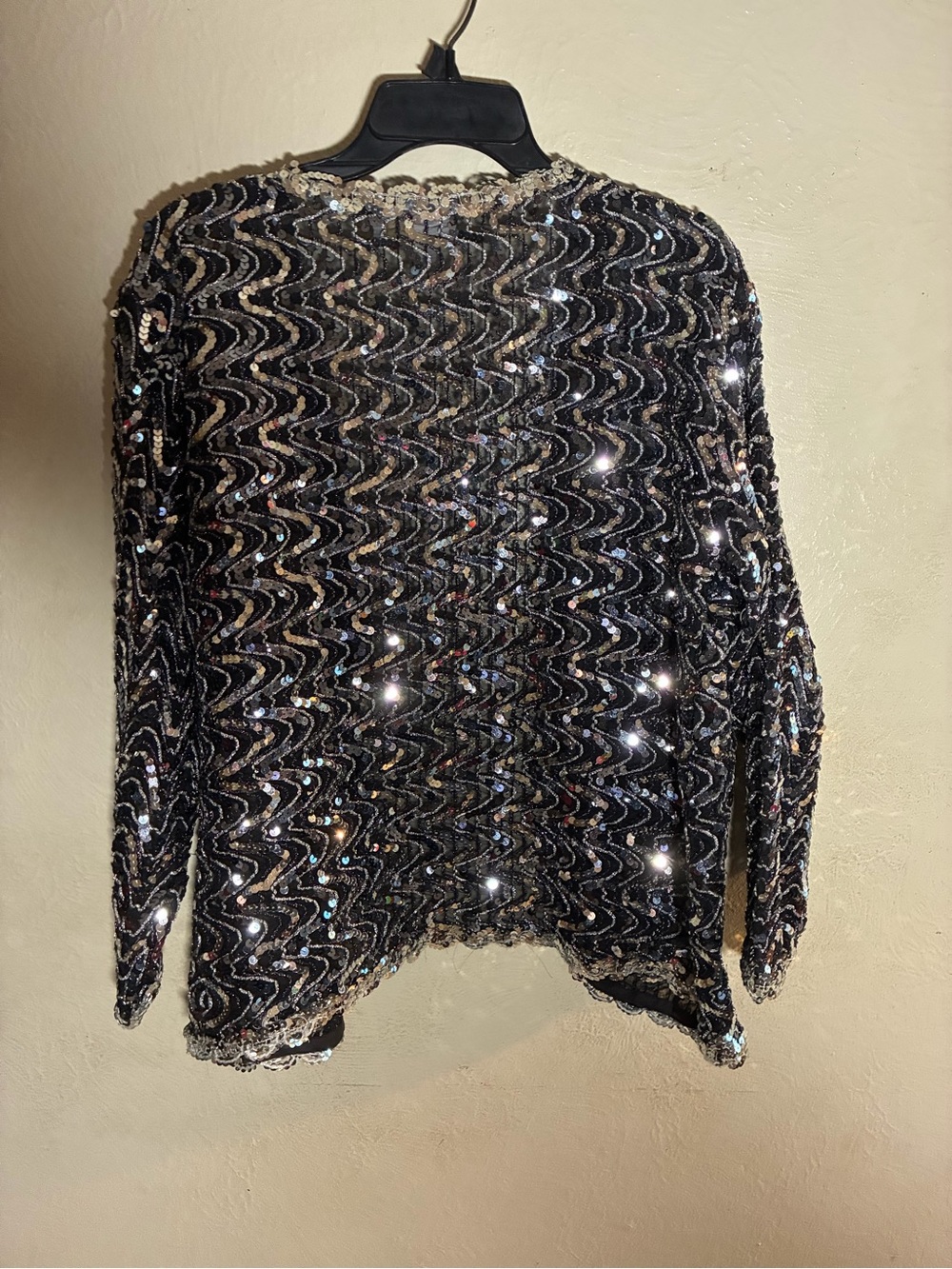 Black Sequin Open-Front Evening Cardigan,Disco sparkle, Fancy - Picture 10 of 15